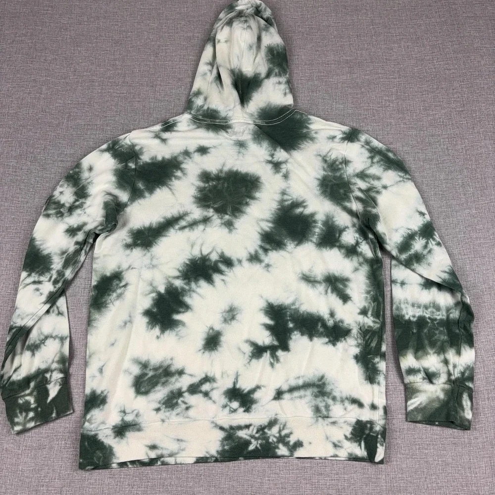 AC/DC Hoodie Sweatshirt Mens Medium Green Tie Dye Pullover Graphic Band Fleece